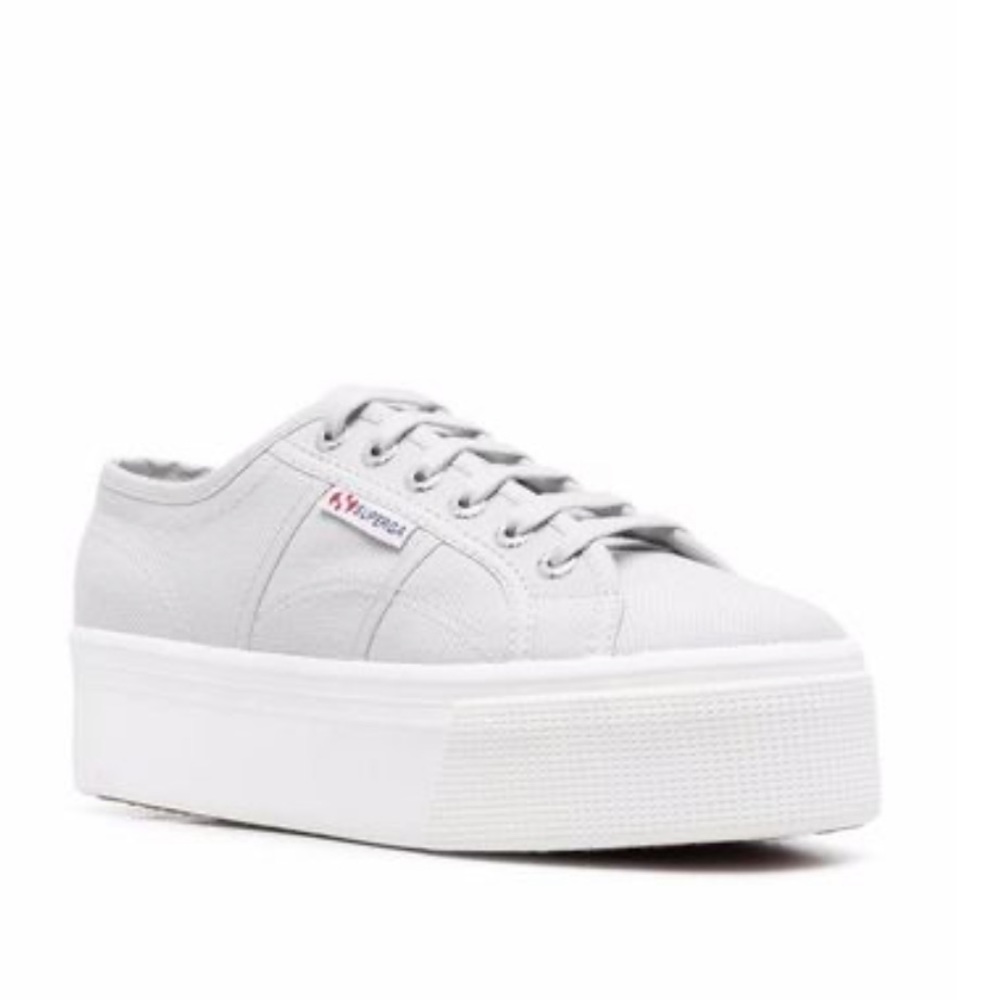 SUPERGA PLATFORM-SOLE LACE-UP SNEAKERS - GREY size 9